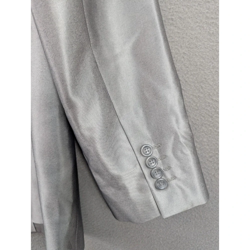 Vinci Sport Coat Blazer Mens Silver Two Button Rayon Blend Formal Wedding Sz 44L